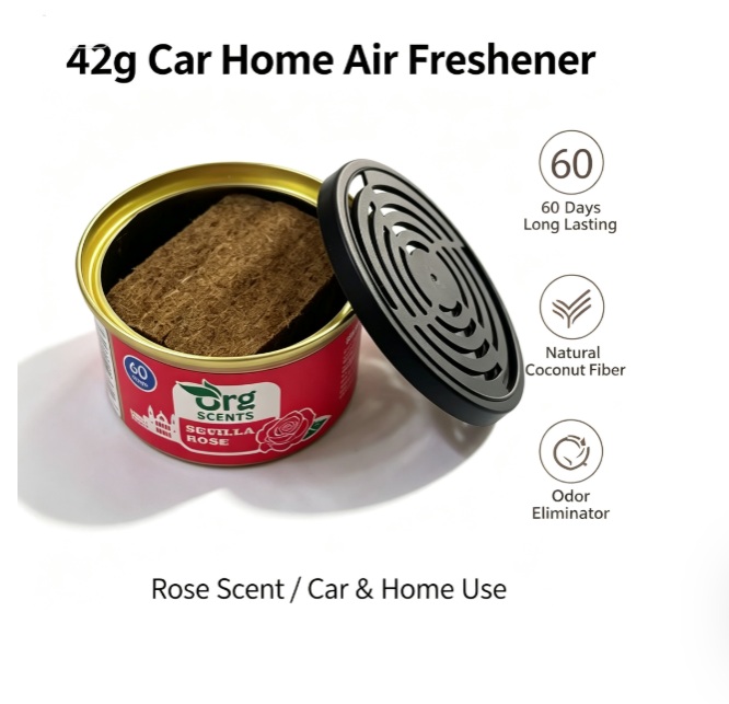 Home Fragrance Logo - 42g 車用芳香剤 固形香水缶 60日間持続 気臭除去剤 液体漏れなし