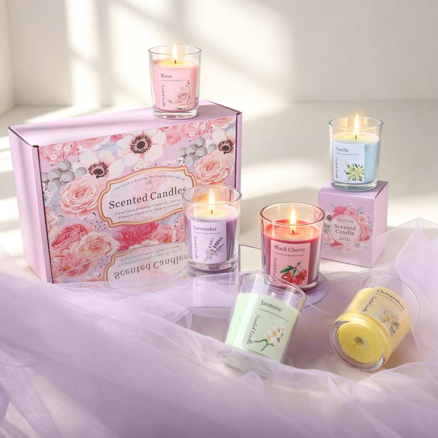 Home Fragrance Usa - アロマセラピーアロマキャンドルギフトセット 6種類の香りのガラス瓶キャンドル 寝室や結婚式のパーティーの贈り物に