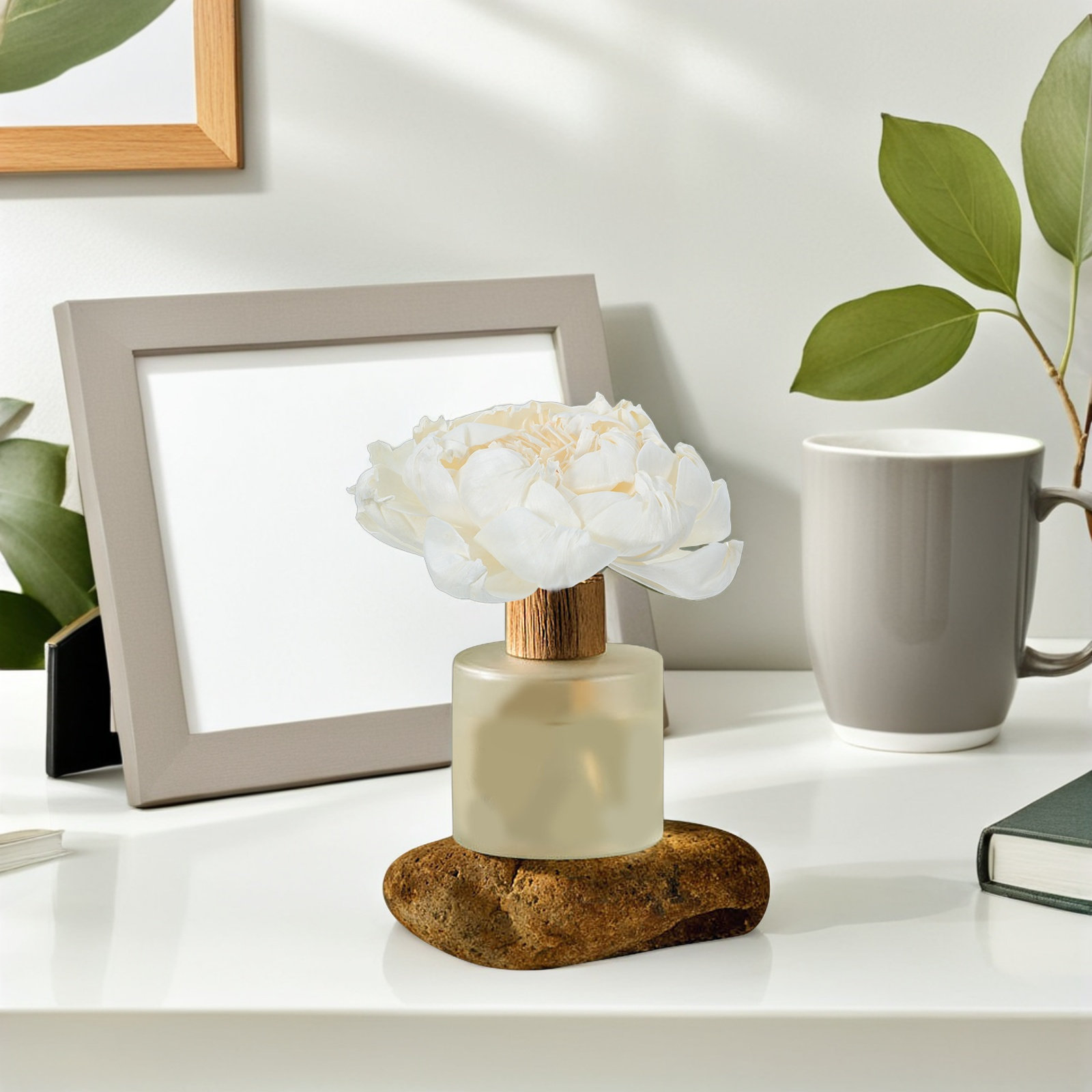 牡丹の花型フレグランスディフューザー 12cm 人工牡丹の花 - Home Fragrance Usa のレビューと価格