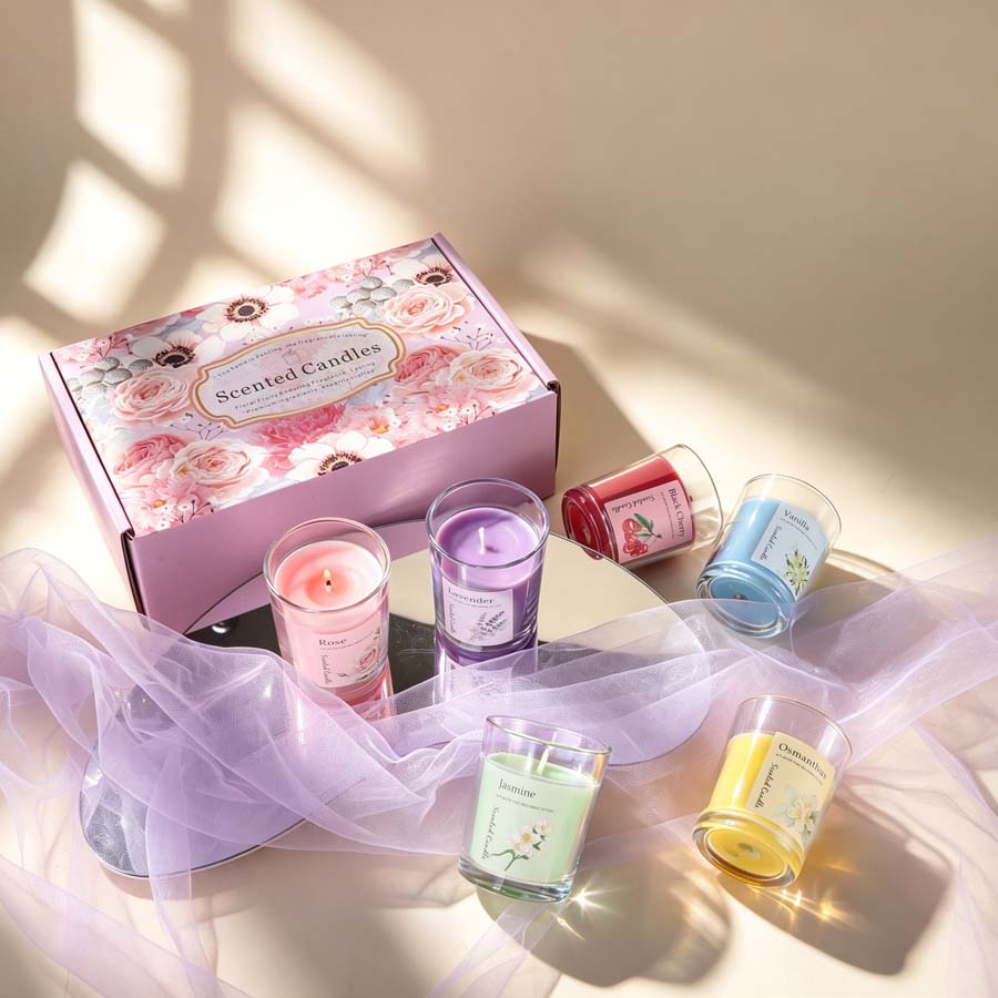 アロマセラピーアロマキャンドルギフトセット 6種類の香りのガ - Home Fragrance Usa のレビューと価格